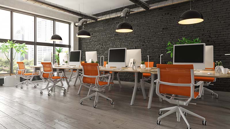 Interior of modern office room 3D rendering